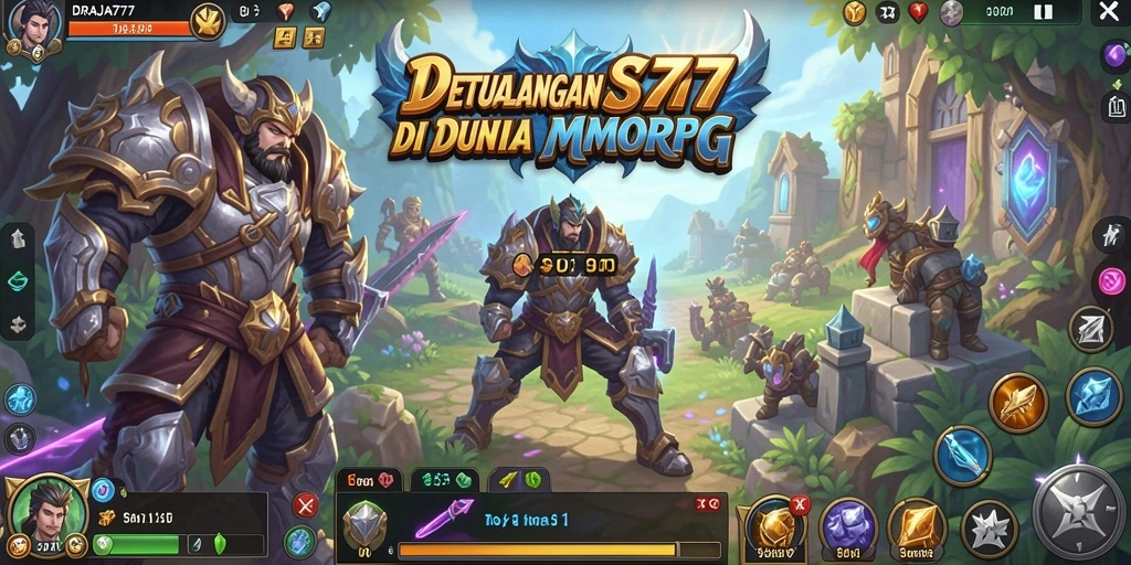 Screenshot gameplay DRAJA777 menampilkan pertempuran seru di dunia fantasi.