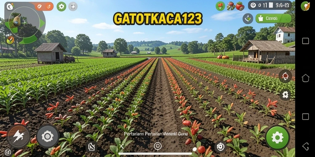 Tangkapan layar gameplay GATOTKACA123 yang menampilkan aktivitas pertanian yang menarik.