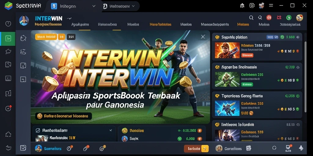 Screenshot INTERWIN menampilkan gameplay taruhan olahraga yang dinamis.