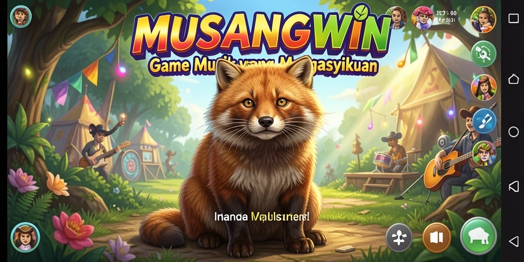 Tampilan gameplay <strong>MUSANGWIN</strong> yang penuh warna dan menawan.