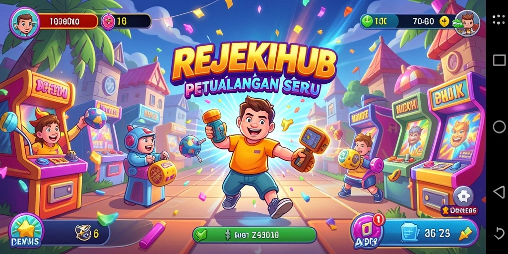Tampilan gameplay menarik dari REJEKIHUB dalam suasana arcade.