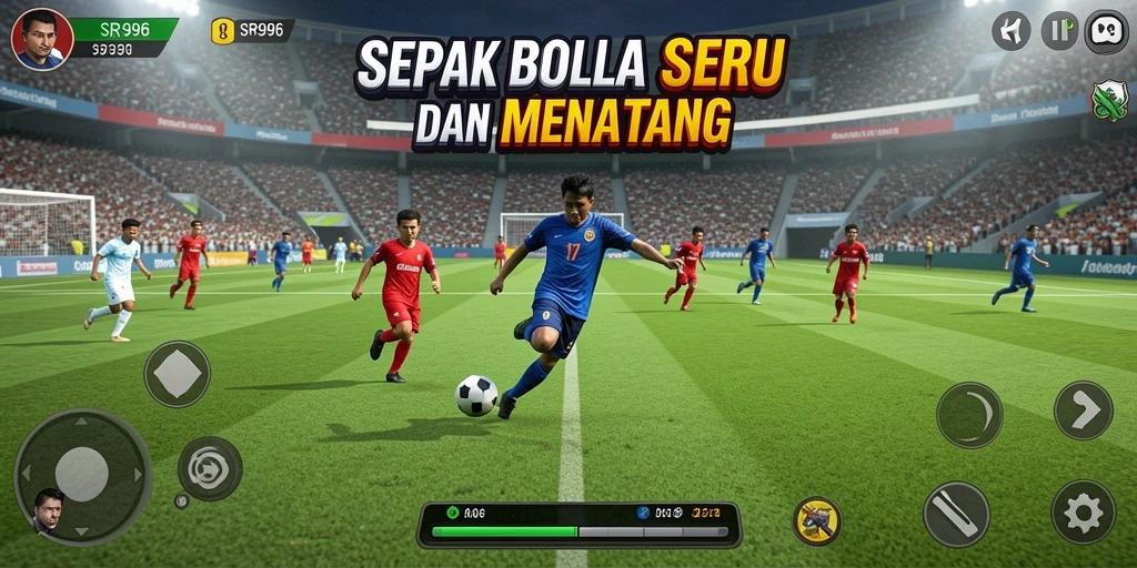 Tampilan gameplay SR996 yang mendebarkan dalam pertandingan sepak bola.