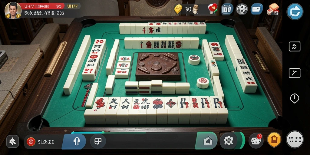 Screenshot UH77 dengan aksi seru permainan Mahjong.